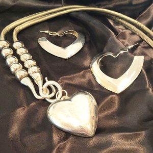 Heart necklace and earrings set